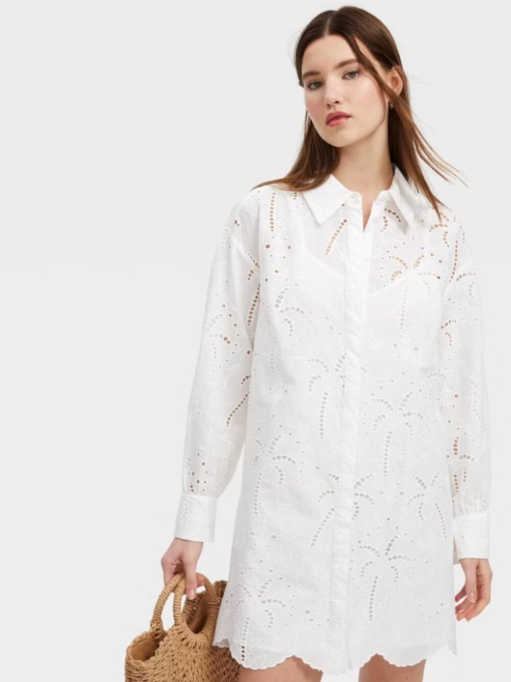Roller Rabbit x Target Women's Eyelet Embroidered Collared Mini Shirt Dress (XS)